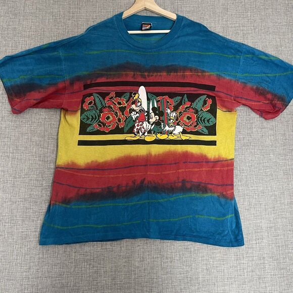 Vintage Disney Unlimited Shirt Men XXL Tie Dye Jem Mickey Goofy Donald Surfboard - Picture 2 of 16